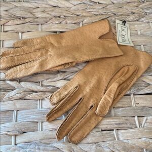 Vintage NWT Tan Leather Gloves Sz 61/2